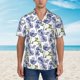 thumbnail image 2 of Balery Blue Flax Flowers Camisas hawaianas de manga corta para hombre, camisas playeras de corte holgado, camisas de vacaciones con botones,Small, 2 of 7