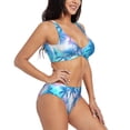 thumbnail image 6 of PAYOHTO Women's Cross Front Bikini Set with High Elasticity Soft Padding Palm Tropical Pattern Exotic Bathing Suit Crop Top Swimsuit, 6 of 9