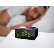 Naxa Electronics NRC-191 Dual Alarm Clock with Qi Wireless Charging Function