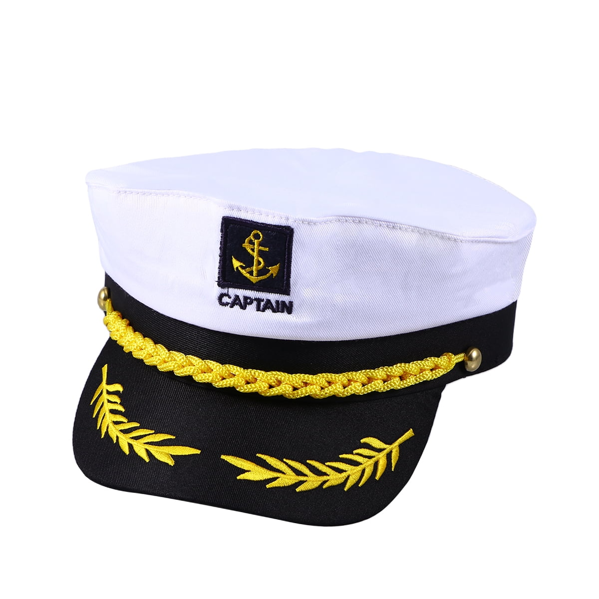 White Yacht Captain Skipper Navy Sailor Boat Cap Hat Costume New 