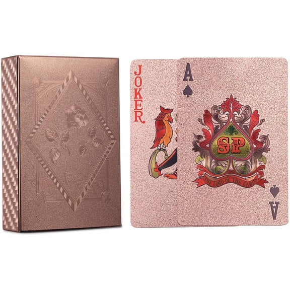 CYFW Waterproof Playing Cards,Plastic Playing Cards,Deck of Cards,Gift Poker Cards,Durable Waterproof Playing Cards (Rose Gold)