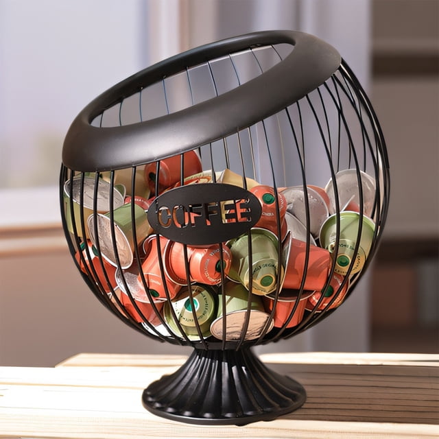 QTOCIO Iron Fruit Basket Coffee Capsule Storage Basket Desktop Decoration Coffee Table Snack Dried Fruit Candy Storage