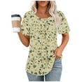 thumbnail image 6 of Yuwull Tops For Women Womens Tops Casual Ladies' Casual Short Sleeved Loose Round Neck Printed Cute Tops For Women On ClearanceM, 6 of 7