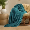 thumbnail image 3 of PiccoCasa Flannel Fleece Blanket, Microfiber Fuzzy Plush Blankets for Sofa, Dark Green 50" x 59", 3 of 8