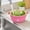 Pink, variant on Hvot&aat 2-in-1 Double Layer Rotatable Colander Bowl Cute Cartoon Printed Plastic Fruit Vegetable Washing Drain Basket for Kitchen Prep