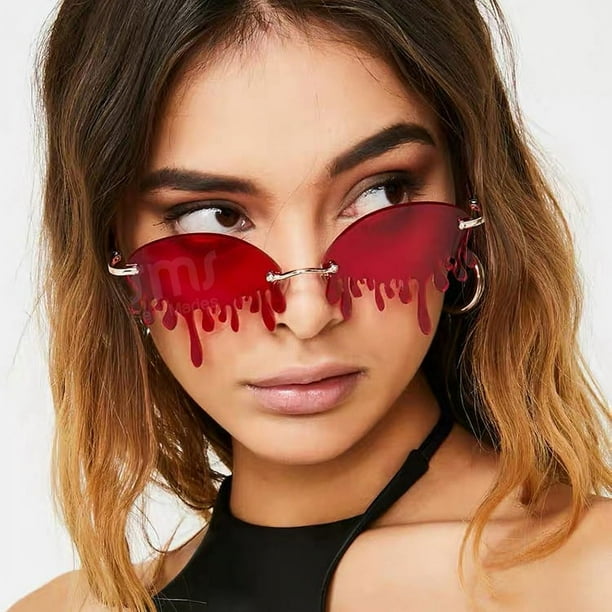 Gafas de sol con llamas y lagrimas para hombre y mujer lentes de sol con diseno de marca sin montura onduladas de lujo estrechas Streetwear 3pack ER Walmart en linea
