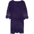 thumbnail image 1 of Alfani Womens Crochet-Trim A-line Dress, Púrpura, Mediano, 1 of 1