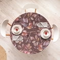 thumbnail image 4 of Ambesonne Autumn Fitted Round Tablecloth, Dog Rose Branches Pattern, 45"- 56" Diameter, Pale Redwood Blush and Pink, 4 of 5