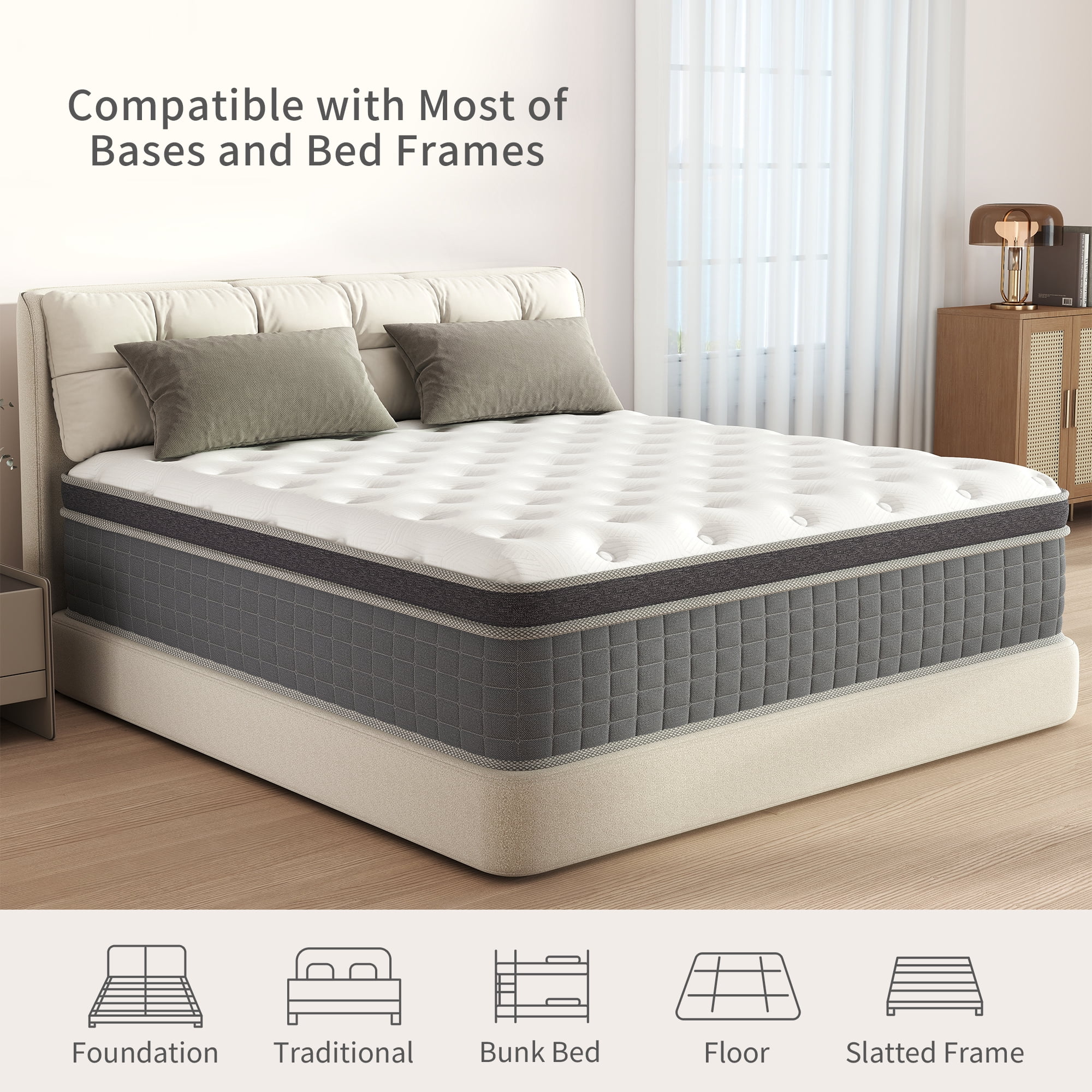 Mulinature 14 inch King Mattress in a Box, Gel Memory Foam and Pocket Spring Hybrid Mattress