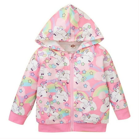 

SYNPOS 0-2T Infant Baby Girls Jacket Hooded Zip Lightweight Cartoon Toddler Spring Autumn Coats Windbreaker Casual Outerwear