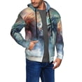 thumbnail image 2 of Wukai Ink Style Wave Dragon Print Men's Zip-Up Hoodie,Fleece Full-Zip Hoodie for Men, Hooded Sweatshirt-XX-Large, 2 of 5