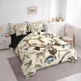 thumbnail image 2 of Castle Fairy Hunting Wood Letter T Bedding Comforter Set 7pcs for Boys,Jungle Wildlife Deer Queen Bedding Sets,Black Reversible, 2 of 7