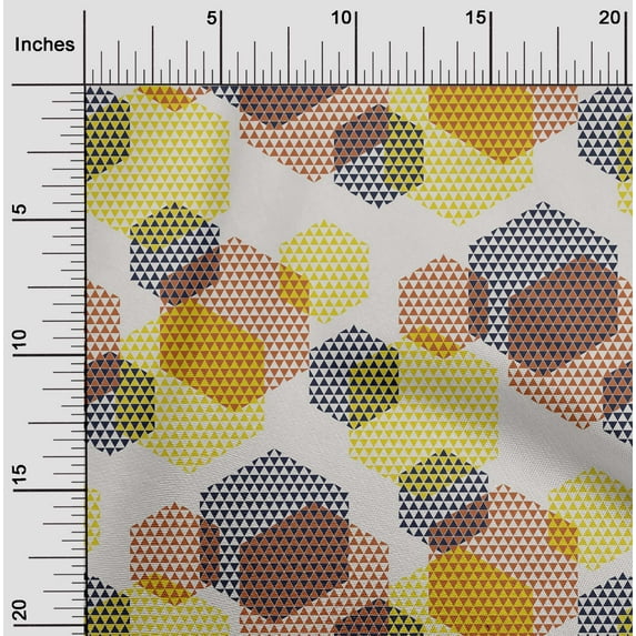 oneOone Viscose Jersey Navy Blue Fabric Triangle & Hexagon Geometric Quilting Supplies Print Sewing Fabric By The Yard 60 Inch Wide