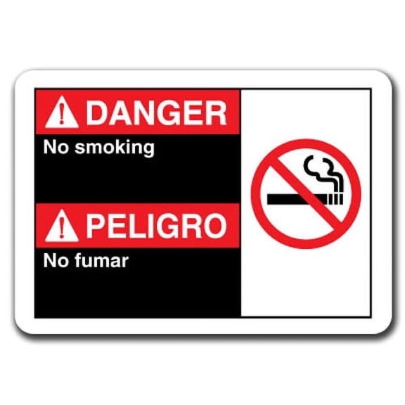 Danger Sign - Danger No Smoking (Bilingual Spanish) 7"x10" Plastic Safety Sign ansi osha