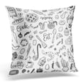 thumbnail image 1 of BOSDECO Restaurant Pattern with Hand Drawn Doodle Food Dinner Pillowcase Pillow Cover Cushion Case 18x18 inch, 1 of 1