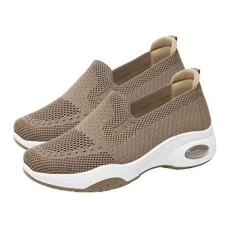 

XIMIN Nonslip Shoes for Ladies Women s Soft Breathable Woven Go Walking Slip On Foam Shoes With Arch Support Sports Shoes And Casual Shoes