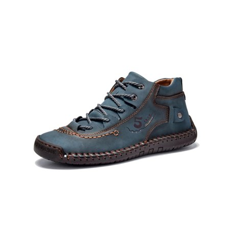 

Colisha Men Comfort Round Toe Leather Shoes Formal Non-Slip Ankle Boot Work Mid Top Flats Blue 12