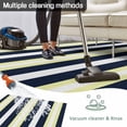 thumbnail image 5 of Yellow Navy Blue Striped Outdoor Rug 4x6 Ft - Reversible Patio Rug Outdoor Camping Rugs, Neutral Minimalist Lines Washable Indoor Outdoor Area Rugs, Non-Slip Outdoor Carpet Runner for Deck/Porch, 5 of 8