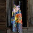 thumbnail image 1 of ICHUANYI Clearance Women's Casual Sleeveless Strap Floral Printed Spaghetti High Waist Wide Leg Jumpsuit Rompers(Orange, XXL) ICHUANYI WER2023080917019, 1 of 4