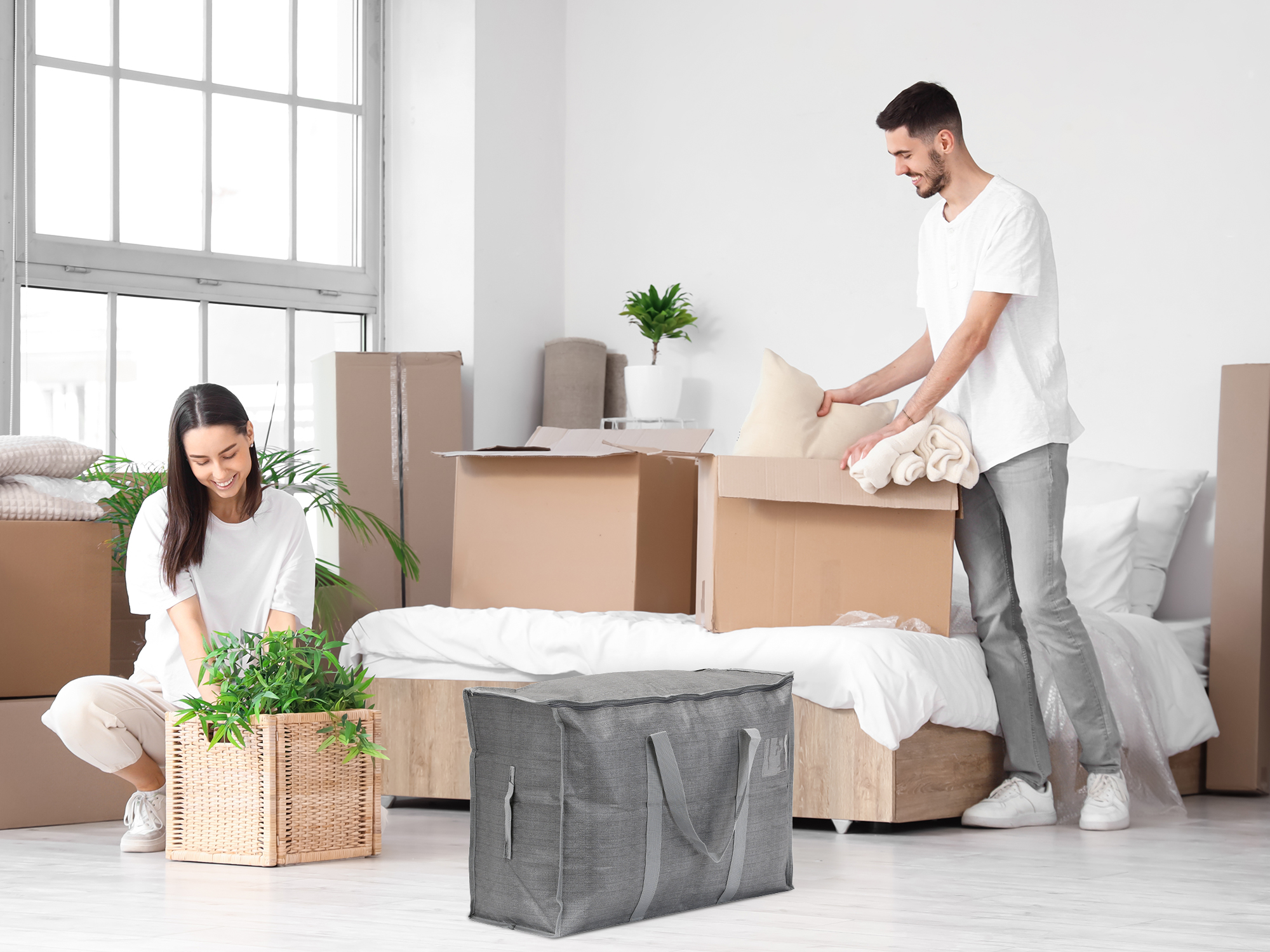 Unique Bargains 1 Pack Clothes Storage Bags Moving Bags Grey 27*10.5*17.5in