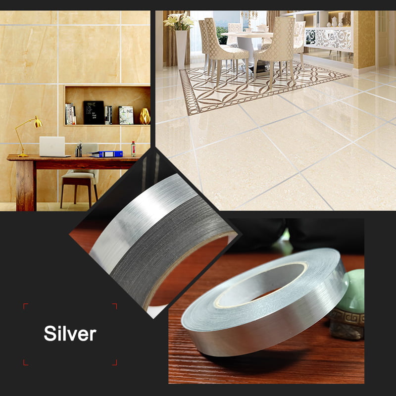 Deusa Ceramic Tile Mildewproof Gap Tape Self-adhesive Sealing Decorative Tape Aluminum Foil Strip Silver Golden Rims