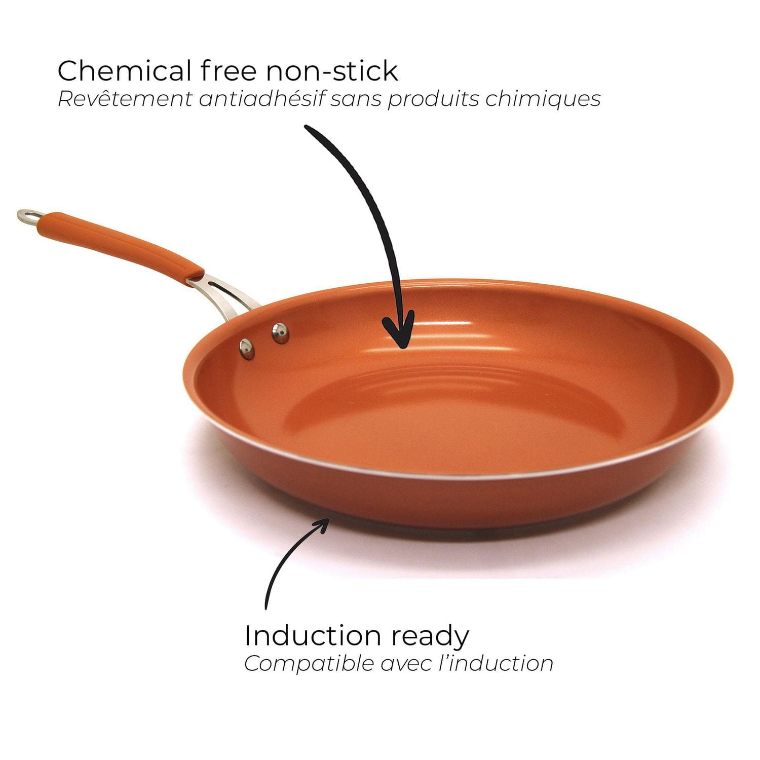 Starfrit EcoCopper Poêle 24cm, Antiadhésive Céramique, Sans PTFE & PFOA, Compatible Induction, Va au Four et au Lave-Vaisselle, Résistante Aux Rayures