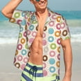 thumbnail image 7 of Fuzoiu Colorful Donuts Print Hawaiian Shirt for Men, Summer Beach Casual Short Sleeve Button Down Shirts, Men’s Beach Summer Shirts with Pocket,Small, 7 of 7