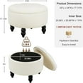 thumbnail image 2 of FOREDO 24 Inch Fabric Round Ottoman with Storage, Modern Upholstered Button Tufted Ottoman Coffee Table with Tray Lid, Circle Footstool with Storage for Living Room, Bedroom, White, 2 of 16