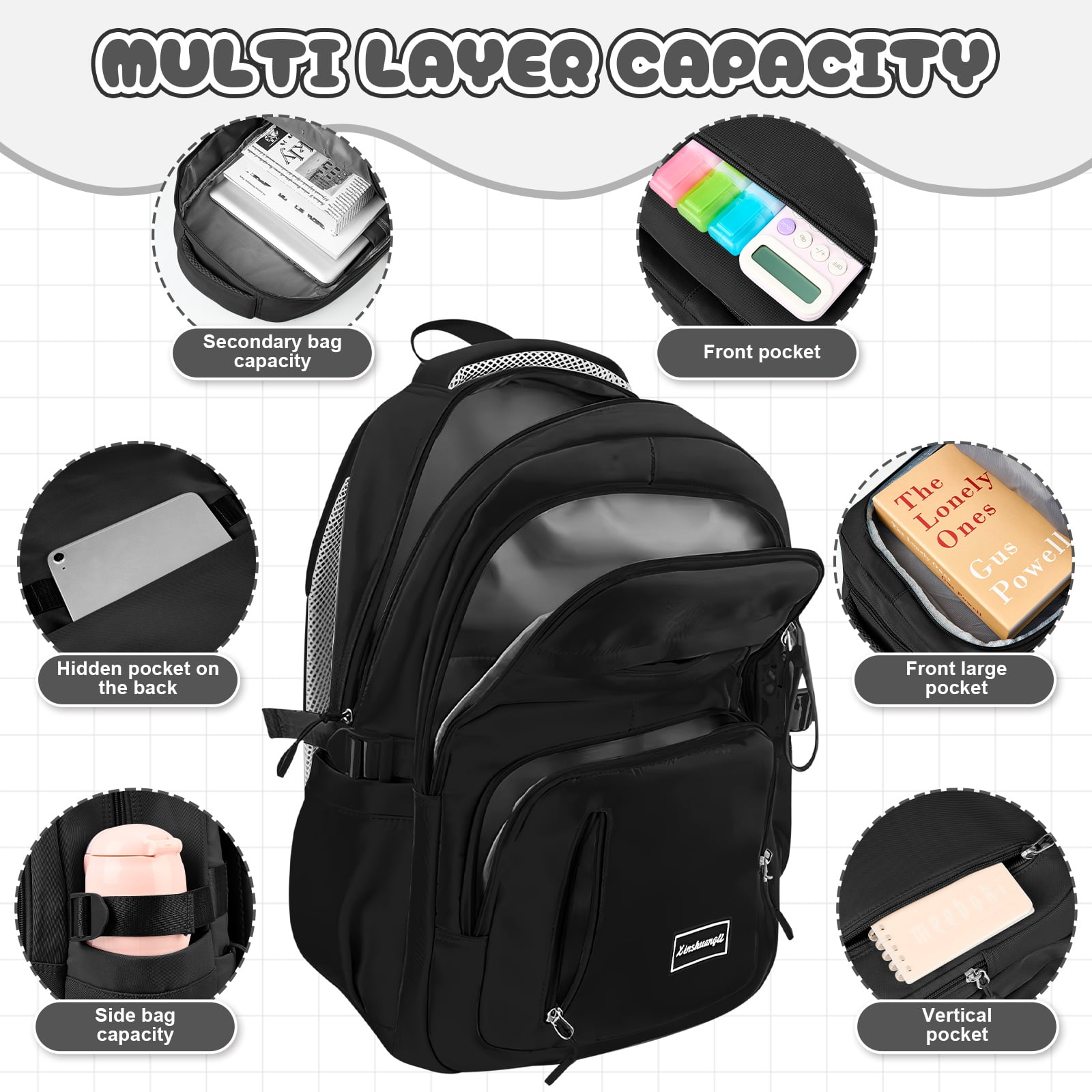 DAKIMOE School Backpack for College High Middle School Fashion Student Bag Teen Bookbag Laptop Backpack Women Travel Daypacks