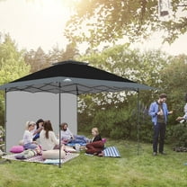 EAGLE PEAK 13x13 Pop up Outdoor Canopy Tent Instant Folding Shelter with One Privacy Curtain,Black/Gray