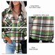 thumbnail image 3 of Camisa con cuello vuelto, blusa de manga larga con botones y botones para mujer, Tops a cuadros, uso conveniente, 3 of 4