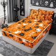 thumbnail image 2 of Erosebridal Halloween Ghost Zipper Twin Comforter Sets with Fitted Sheet and 2 Pillowcases,Gothic Skeleton Zipper Bedding Set,Orange,Reversible, 2 of 7