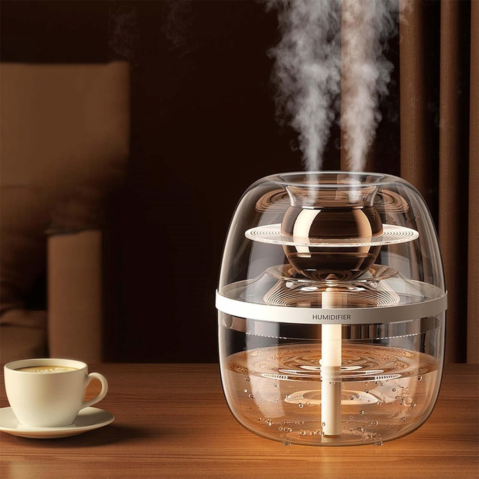 3L Dual Spray Humidifier Large Capacity Silent with Night Light USB for Home Bedroom Office 360° Coverage
