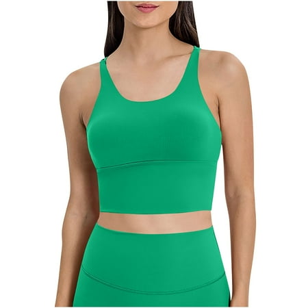 Wyobmus Womens Strappy Sport Bra Criss Cross Back Workout Yoga Bra Double Strap Crop Tank Tops A-Green