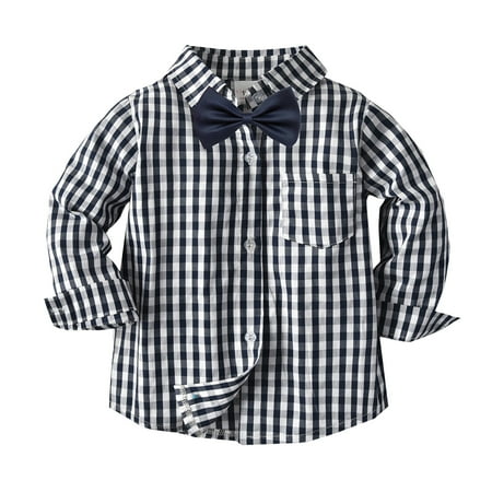 

Qufokar Boys Undershirts Size 5 Thermal Shirt Boys Toddler Boys Long Sleeve Winter Bow Tie Shirt Tops Coat Outwear for Babys Clothes Plaid Grey