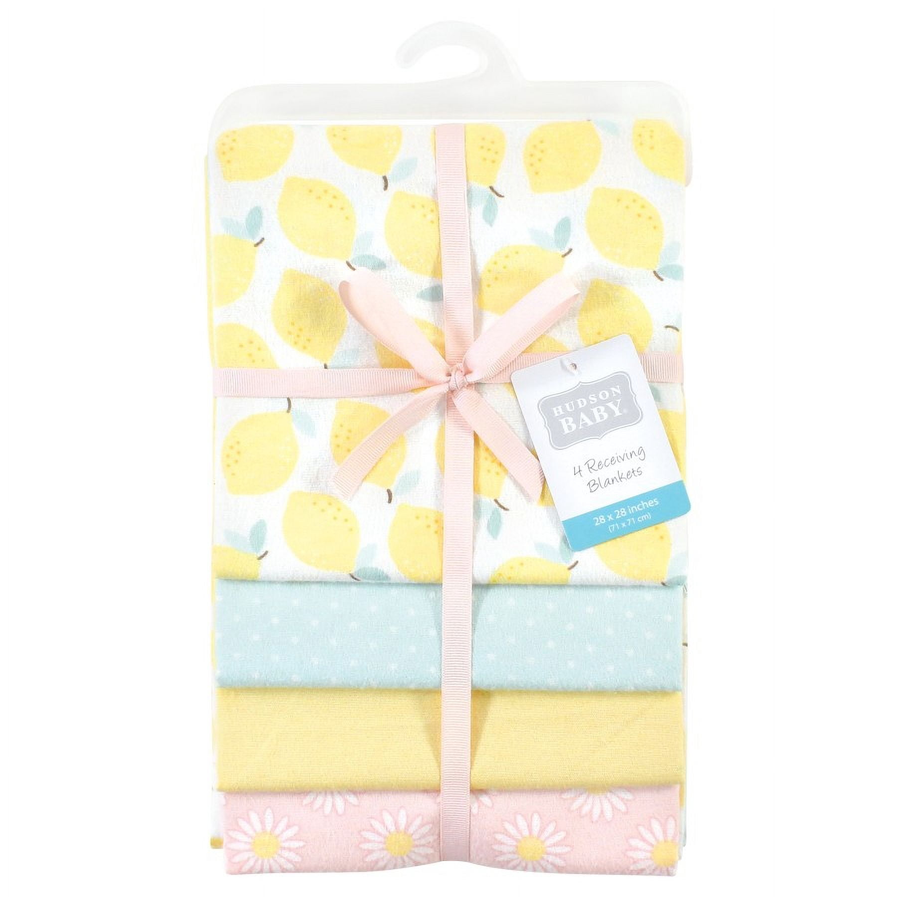 Hudson Baby Unisex Baby Cotton Poly Flannel Receiving Blankets, Lemon Daisy, One Size