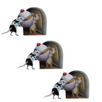 PATLOLLAV 3Pcs Mouse Wall Decal 3D Mouse Hole Stickers,Wall Coner Decoration Stiker,Mouse Hole Wall Sticker Mouse Hole Wall Sticker Decal for Baseboard Mouse Stickers for Walls