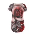 thumbnail image 3 of Playera Corte clásico Gibobby para Mujer Tops con estampado flores Túnica oculta para el vientre Camisetas manga corta Camiseta Henley Verano (Rojo,CH), 3 of 4