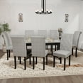 thumbnail image 4 of DONICK Rolled-Up High-Back Upholstered Dining Chairs With Tufted Solid Wood Legs Nailhead Trim For Home,Restaurant,Dining Room(Gray,Set of 2), 4 of 11