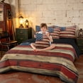 thumbnail image 3 of Manfei USA Flag Stars Twin Bedding, Rustic Farmhouse Bedding Comforter Set, Red White Blue, Black Reversible 7pcs, 3 of 6