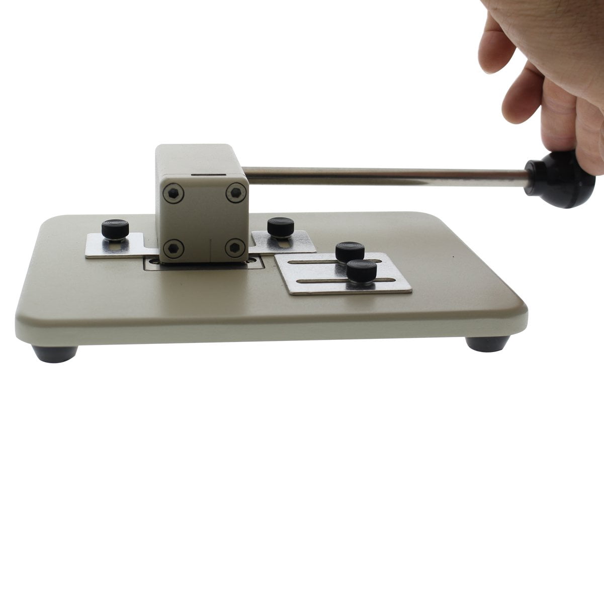 Heavy Duty Table Top Slot Punch for ID Card Badges with Precision Adjustable Top & Side Slide Guides by Specialist ID