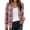 Pink, variant on Vxararl Women's Bomber Jacket Plaid Flannel Lightweight Zip Casual Long Sleeve Fall Winter Outerwear Jackets, Stand Collar Ribbed Cuffs Street Outer Coat for Women Black M