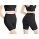 thumbnail image 4 of Pantalones cortos lisos con costuras para mujer: braguitas lisas de cintura alta para llevar debajo de vestidos o leggings, para uso diario informal, con tejido de poliéster elástico., 4 of 6