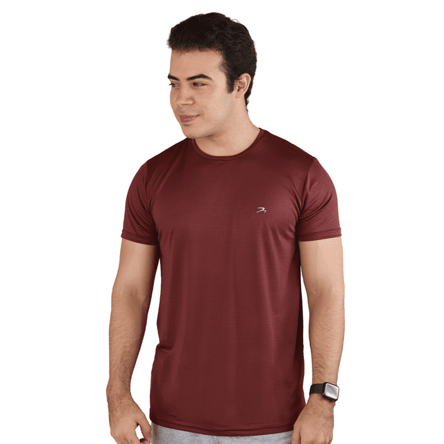 Playera Deportiva Para Hombre Manga Corta Tipo Dry Fit Rojo Vino