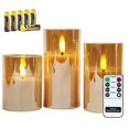 thumbnail image 1 of Rhytsing 3 Velas de Cristal Dorado con Mando para Navidad, Velas a Pilas con Temporizador Decorativas Grandes, Altura 10cm / 12,5cm / 15cm (Dorado), 1 of 8