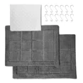 thumbnail image 2 of Mainstays 15-Piece White Textured Bathroom Set – Shower Curtain, Bath Rugs & Hooks, Elegant Washable Design, 2 of 12