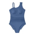 thumbnail image 1 of Trajes de baño para mujer, traje de baño de bikini de tirantes sin espalda de color liso para mujer, conjunto de bikini con bloques de color y hombros descubiertos, trajes de baño para mujer, trajes d, 1 of 2