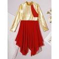 thumbnail image 4 of iiniim Kids Girls Long Sleeves Metallic Chiffon Lyrical Dance Tunic Overlay Dress Size 6-16 Red 8, 4 of 7