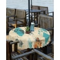 thumbnail image 2 of Fsddascl Orange Teal Red Outdoor Tablecloth - 60 Inch Round Dining Table Cover, Boho Modern Abstract Splashing Art Waterproof Outdoor Table Cloth with Umbrella Hole & Zipper for Picnic/Patio/Party, 2 of 7
