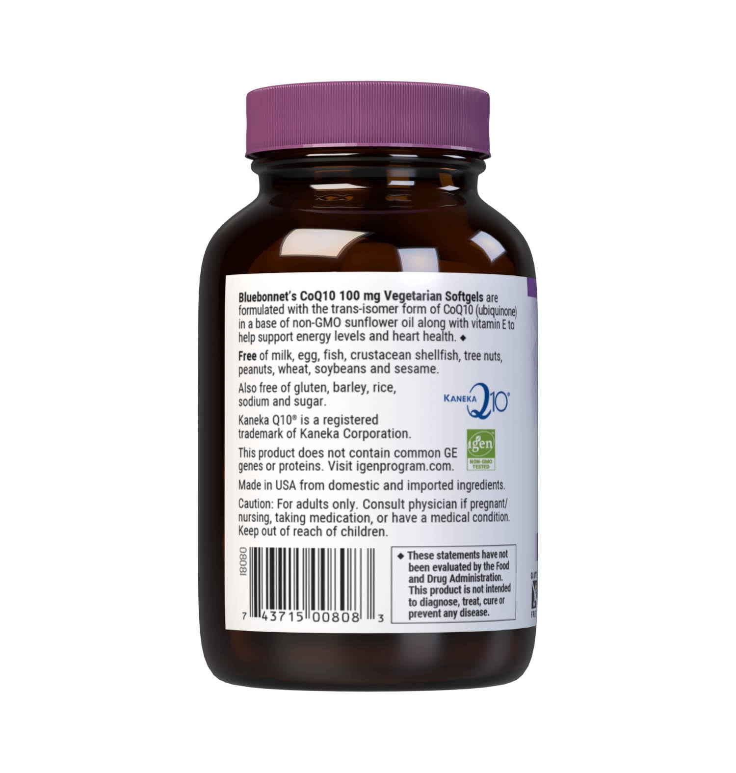 Bluebonnet Nutrition CoQ-10 Vegetarian Softgels, 100mg, 60 Count